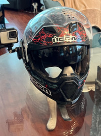 Icon Airflite Skull 18 Motorcycle Helmet + Gopro
