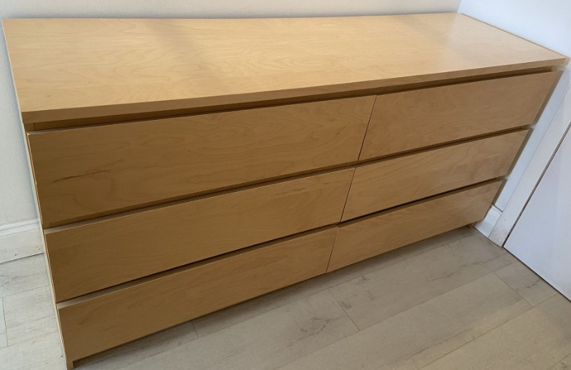 Ikea Malm dresser with 6 drawers long oak veneer Dressers & Wardrobes