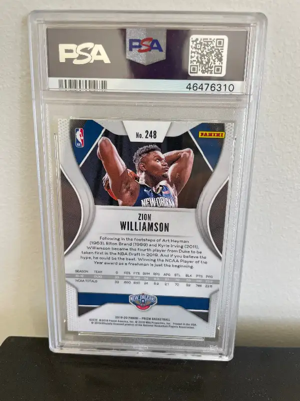 2019 Zion Williamson Panini Prizm Rookie Card PSA 9 in Arts & Collectibles in Oshawa / Durham Region - Image 3