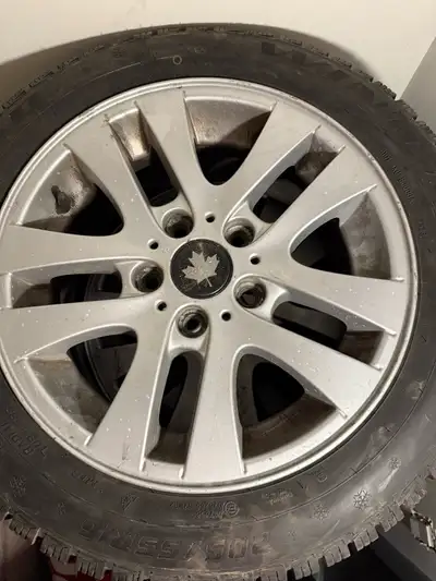 2 studded tires in Decent condition and 2 non studded tires, selling rims & tires will come with,