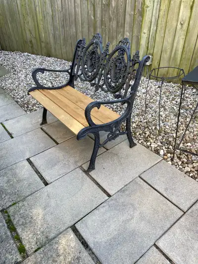 outside iron bench, View more