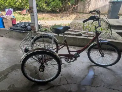Gently used Parklane Fiori adult trike. Wide comfort seat. Removable basket. 24" - wheels 28" - wide...