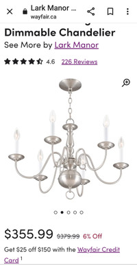 6 light dimmable chandelier 