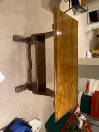 Antique wall or sofa table with lower bookshelf