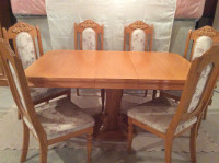 Dining table set with buffet and hutch