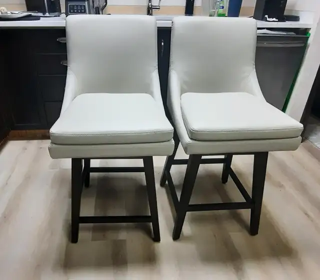 2 Matching Beige Faux Leather Counter Stools - New in Chairs & Recliners in Kelowna - Image 3