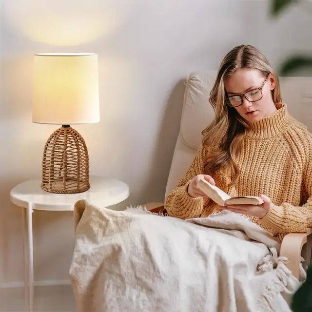 EJIAXIN Rattan Lamp Boho Lamps Set of 2 in Indoor Lighting & Fans in City of Toronto - Image 7