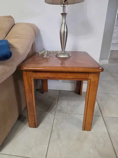 Pair of Vintage Wood End Tables – Inlay Top / Mid-Century Style, View more