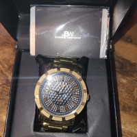 JBW 562 JB-6225 Gold Tone men’s Diamond Watch Box and COA-50mmT