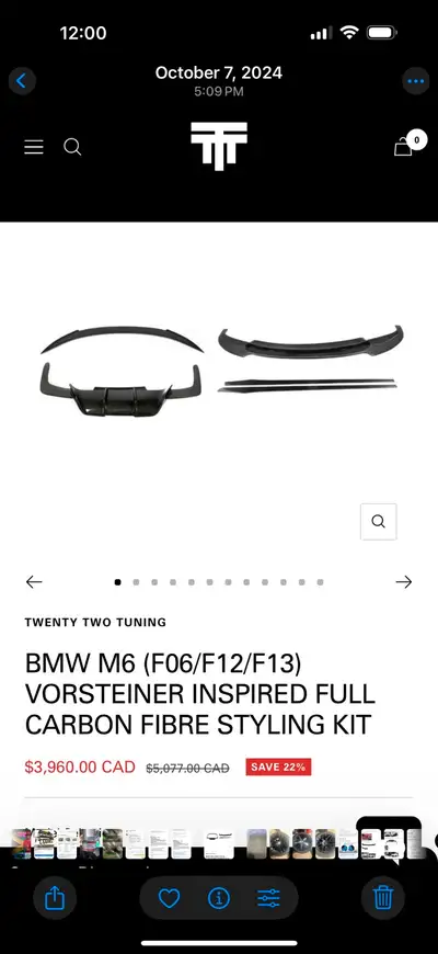 Enhance your BMW M6 (F06/F12/F13) with this Vorsteiner-inspired full carbon fibre styling kit, desig...