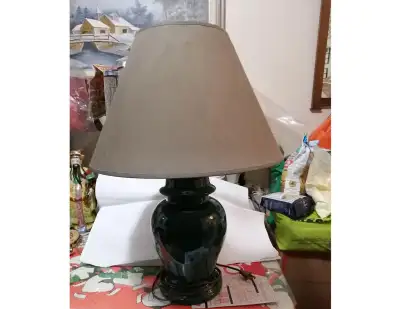 VINTAGE GREEN PORCELAIN TABLE LAMP 25" TALL, View more