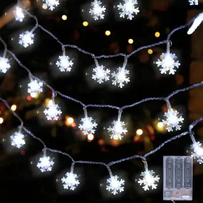 Christmas Snowflake String Lights, 40 LED 13.8 FT (White), View more
