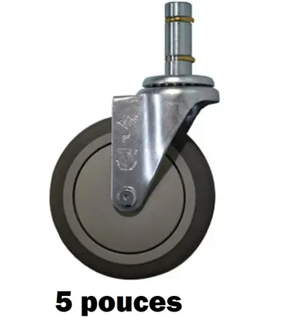 Roulette pivotant 5'' en caoutchouc rigide, avec frein, View more