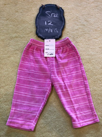 Pink Velour casual pants - NWT - fits 9-12 mths