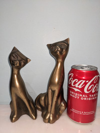 Vintage MCM large pair of brass Siamese cat couple
