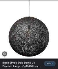 Black single bulb string pendant lamp