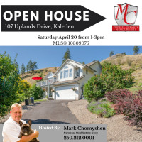 Open House Saturday April 20 from 1-3pm