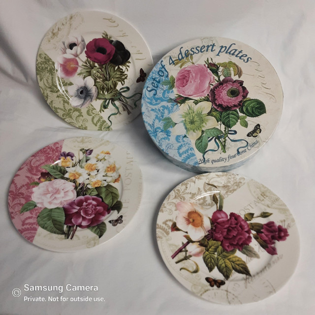 Nuova R2S Italy Dessert plates x 3 boxed floral Paula Scaletta in Kitchen & Dining Wares in Calgary