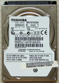$10 Hard Drive/750GB /2.5”TOSHIBA MK7575GSX