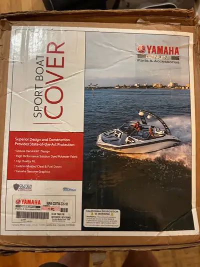 2003-2006 Yamaha jet boat mooring/travel cover for boats with a tower. Grey in color.