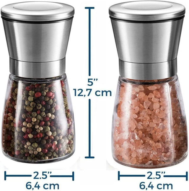 Two Stainless Steel Refillable Salt and Pepper Grinders in Kitchen & Dining Wares in City of Toronto - Image 4