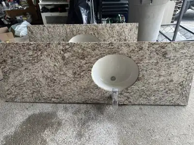 Large Granite Countertop with Sink and Faucet, 68 7/8 by 22 7/8", View more