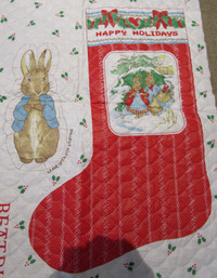 QUILTED BEATRIX POTTER XMAS STOCKING&ORNAMENT TO ASSEMBLE