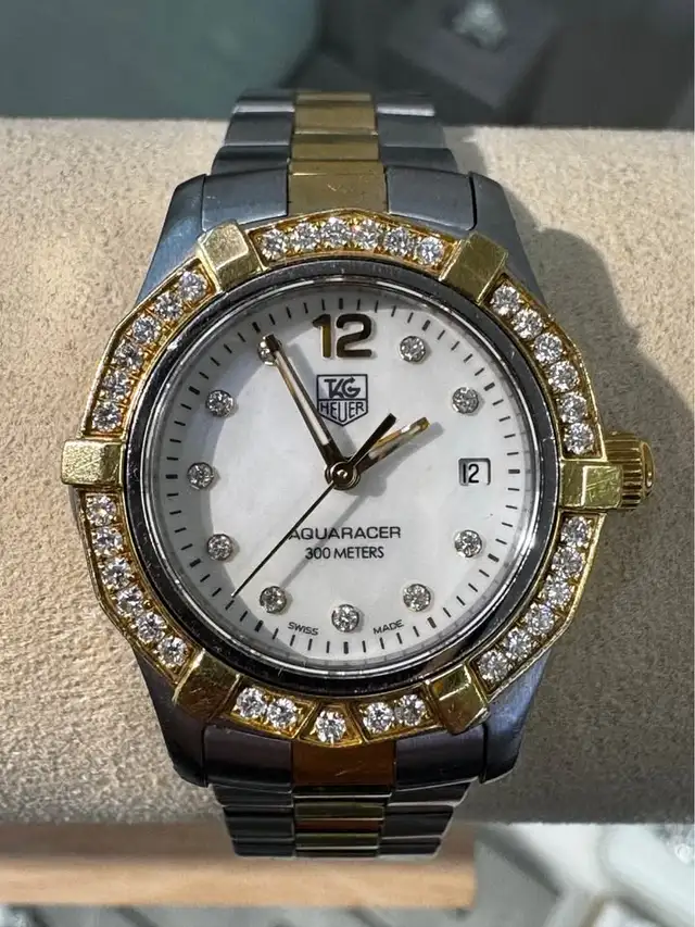Tag Heuer Aquaracer WAF1450 Mother of Pearl Natural Diamonds 18K in Jewellery & Watches in Calgary - Image 2