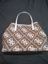 Large brown and white Guess tote bag 