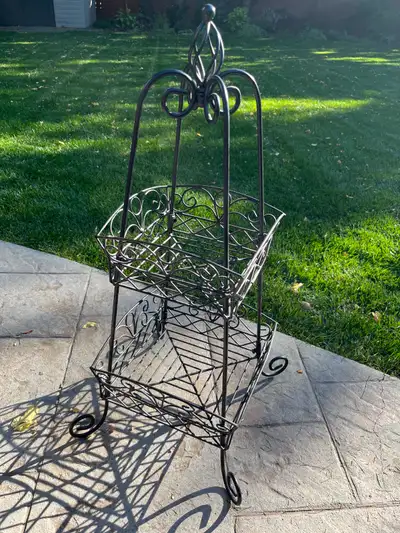 Vintage-Style Metal Two-Tier Basket Stand, View more