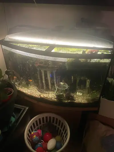 21x17x36 it’s says it’s a 55 gallon tank not sure but that the measurements comes with stand and all...