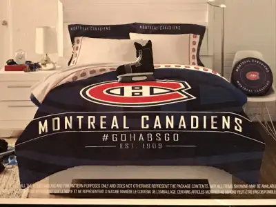 ENSEMBLE DE DRAPS CANADIENS DE MONTREAL LIT SIMPLE JUMEAU NEUF, View more