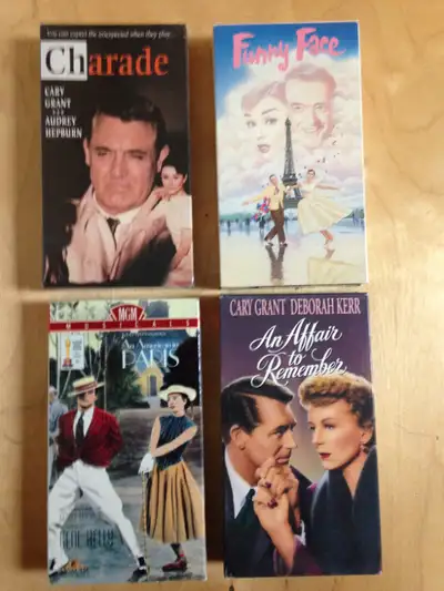 4 classic VHS movie tapes 1 sealed all working Charade - sealed Funny Face An American in Paris An A...