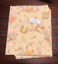 Vintage Chicken and Duck Fabric Yellow Sewing, Quilting, Crafts