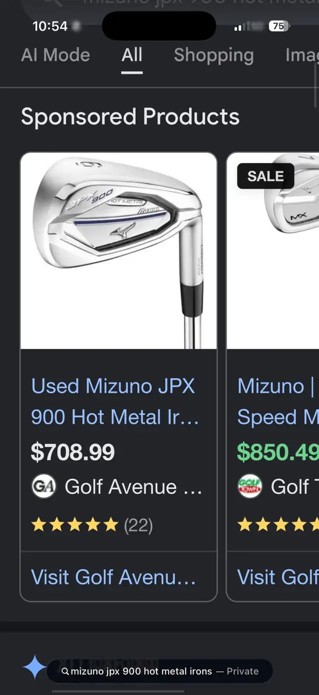 Mizuno JPX 900 “Hot Metal” RH Iron set