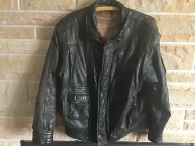 Men’s bomber style leather jacket, View more