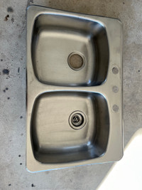 3 Hole Drop In Stainless Steel Double Sink