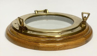 VINTAGE VERY WELL PRESERVED SOLID  BRASS PORTHOLE WITH MIRROR