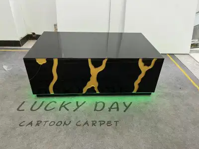 Black Coffee Table – Gold Veins + LED Base, View more