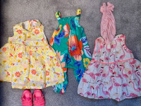 9 pieces 6-9 month dresses & accessories - like new