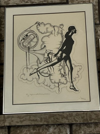 Black and White Tuba Dancer framed art print