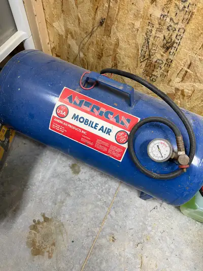 Good sized portable air tank. Dimensions: D. 11 1/2in. X Length 25 in. Approx.