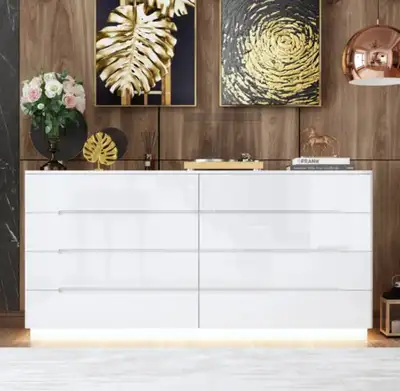 8 Dresser Drawer LED Modern White, View more