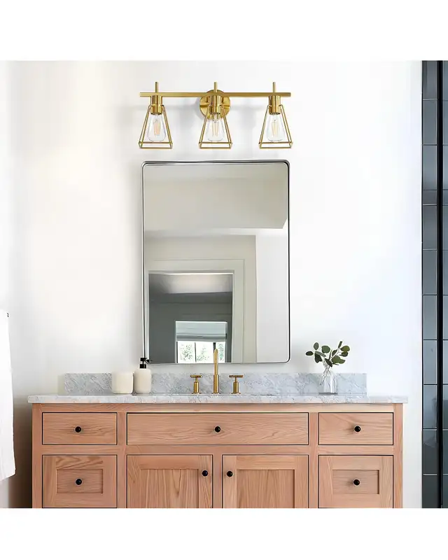 Bathroom Vanity Lights 3 Lights Brushed Gold Wall Lamps Rustic  in Indoor Lighting & Fans in Hamilton - Image 6
