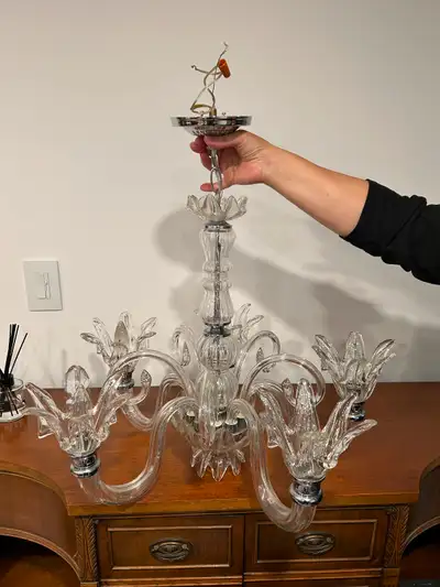 GLASS and CHROME 5 Bulb Chandelier, View more