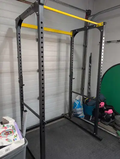 Power rack and makeshift cable system (from Amazon) it great shape! Cable system is brand new.