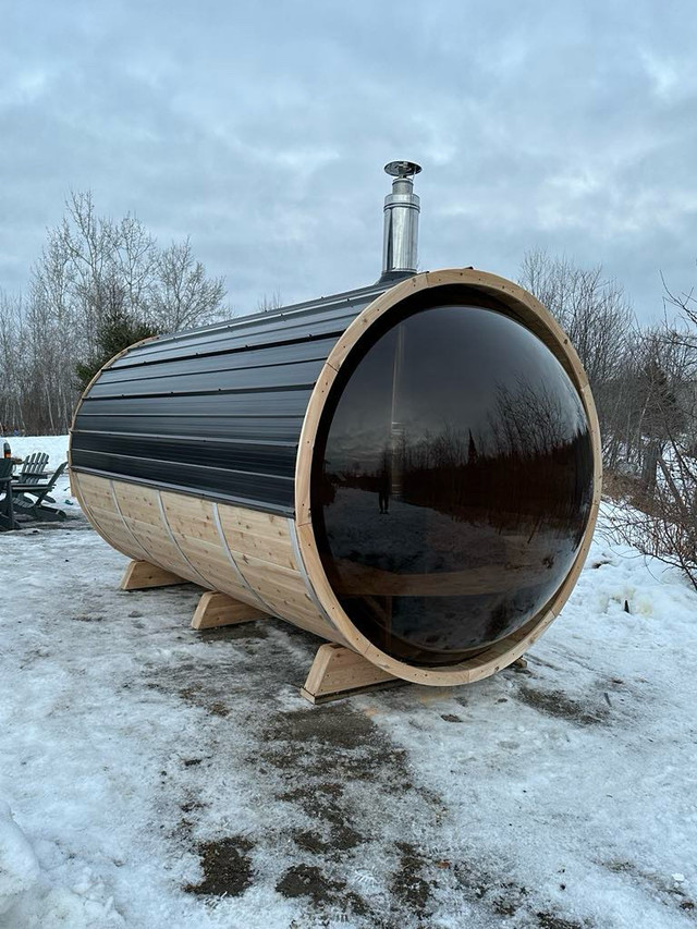 7x12’ Barrel Sauna with Panoramic Dome  in Hot Tubs & Pools in North Bay