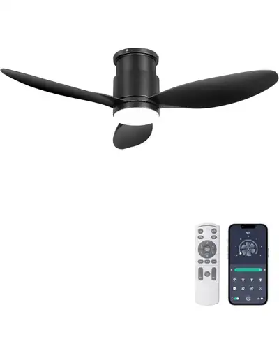 42'' Flush Mount Ceiling Fan with Light, Remote & App Control, 3, View more