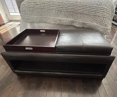 2-in-1 Ottoman & Coffee Table - Dark Brown, View more