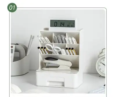 Multi-Functional Slanted Pen Holder Desktop Organizer with Slots, View more